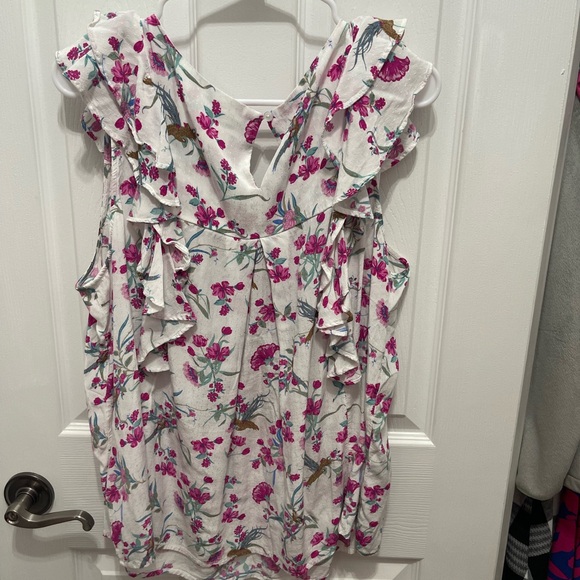 Charter Club Floral Ruffle Blouse in Pink and White - Picture 11 of 12